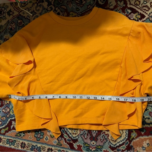 Zara Ruffle Tiered Layered Long Sleeve Crop Top Orange Women’s Small Sweater - Picture 11 of 11